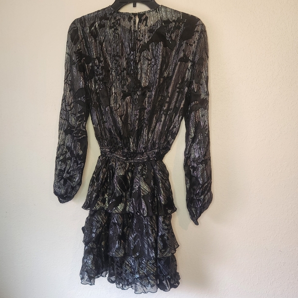 Black and Silver Zara Woman Floral Burnout Dress Medium - Picture 2 of 6